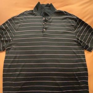 Nike Dri-Fit golf polo; dark green w/white stripes; XXL
